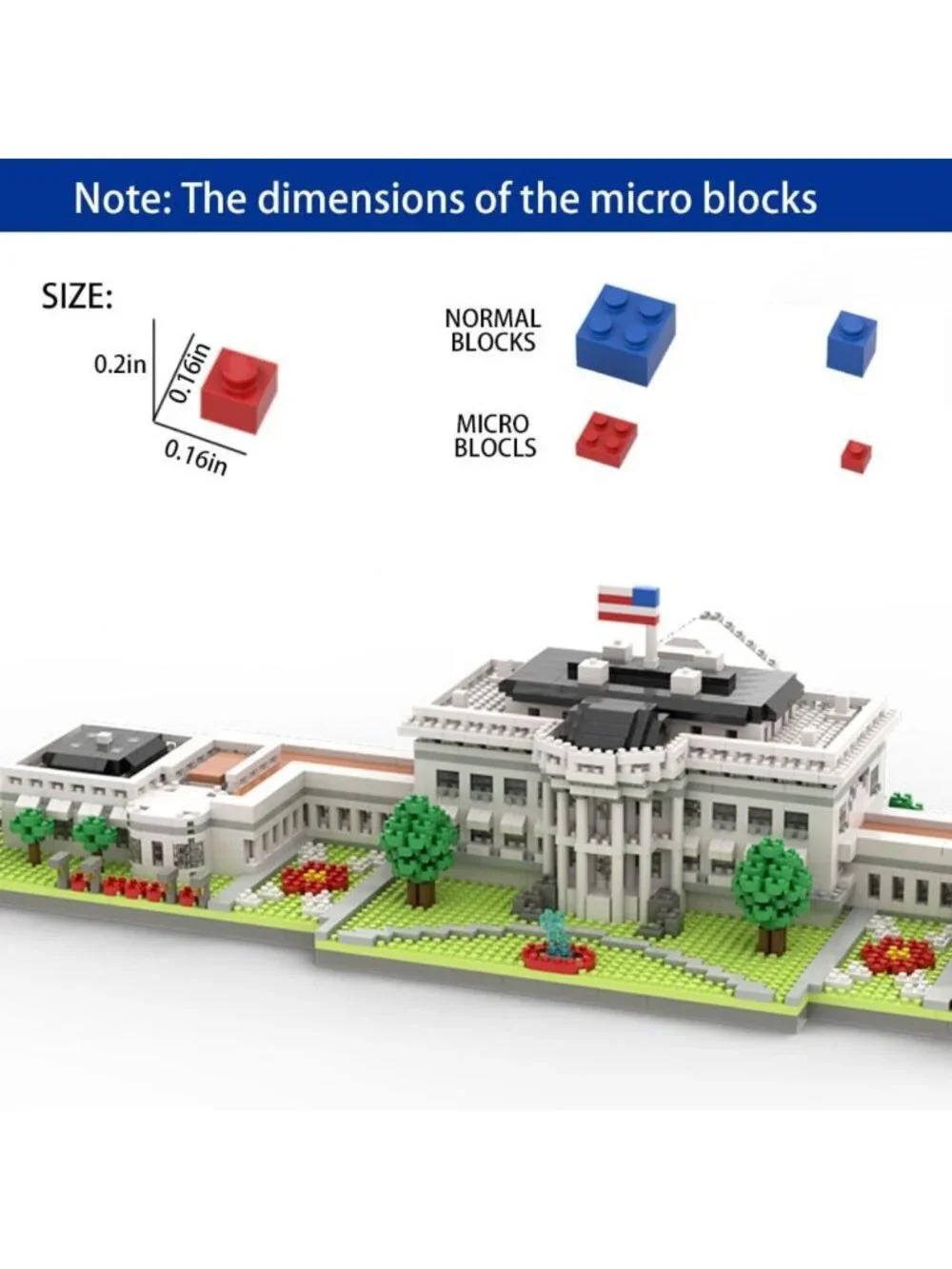 Micro Mini Blocks White House Model Set - 3000 Pieces Building Toy for Kids